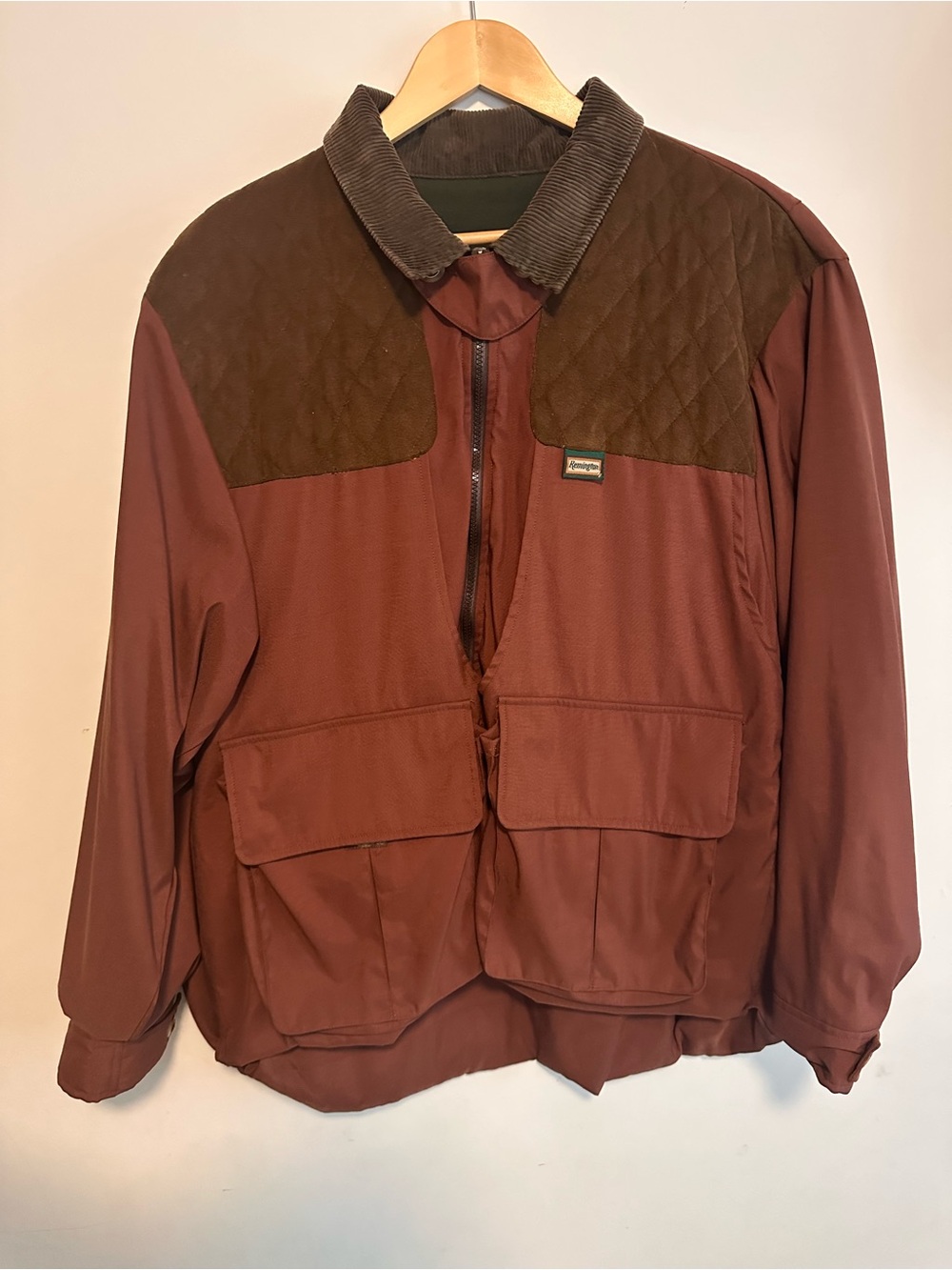 Vintage Remington Hunting Shooting Jacket Men’s L Brown Ultrasuede Game Pouch